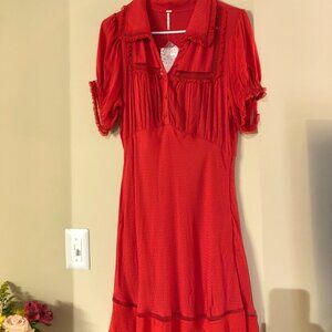 NWT Free People Warm Glow Mini Dress - Cherry Crush - Medium (M)